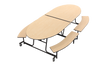 Elliptical Mobile Bench Cafeteria Table - AmTab MBE10