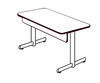 KI P25ST/Q Portico Rectangular T Base Fixed Folding Leg Table with Quick Release Modesty Panel 24 x 60