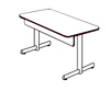 KI P27ST/Q Portico Rectangular T Base Fixed Folding Leg Table with Quick Release Modesty Panel 24 x 84