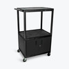 AV Cart with Three Shelves and Cabinet 54 H - Luxor LE54C-B