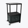 AV Cart with Three Large Shelves a Cabinet and Electric 54 H - Luxor LP54CE-B 