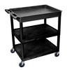 Large Utility Cart with One Tub Shelf and Two Flat Shelves - Luxor TC122-B