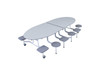Elliptical Mobile Stool Cafeteria Table - AmTab