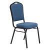 National Public Seating 9374-BT Silhouette Natural Blue Fabric Padded Stack Chair with Black Sandtex Frame