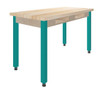 Compartment Maple Butcher Block, Maple Apron, Aqua Legs, Glides - Diversified C9165MW30N