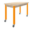 Drawers Maple Butcher Block, Maple Apron, Carrot Legs, Industrial Casters - Diversified D0165MT30C