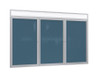 Ghent Indoor-Outdoor Enclosed Vinyl Bulletin Board with Satin Aluminum Headliner Frame - 3 Door / Satin / Ocean