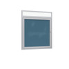 Ghent Indoor-Outdoor Enclosed Vinyl Bulletin Board with Aluminum Headliner Frame - 1 Door, 36"H x 30"W / Satin / Ocean
