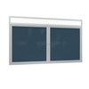 Ghent Indoor-Outdoor Enclosed Vinyl Bulletin Board with Aluminum Headliner Frame - 2 Door, 36"H x 48"W / Satin / Navy