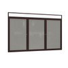 Ghent Indoor-Outdoor Enclosed Vinyl Bulletin Board with Aluminum Headliner Frame - 3 Door, 36"H x 72"W / Bronze / Silver