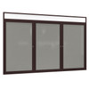 Ghent Indoor-Outdoor Enclosed Vinyl Bulletin Board with Aluminum Headliner Frame - 3 Door, 48"H x 96"W / Bronze / Silver