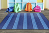 Cozy Basketweave Stripes Blue Carpet - Flagship FA1006