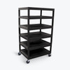  Six Flat-Shelf Structural Foam Plastic Cart - Luxor BC60-B