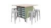 Hideaway Storage Tables, 42"H with bins and stools - CEF