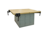 Four Station Steel Base Workbenches, 12 vertical lockers with vises - Hann