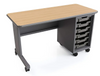 Cascade Single Pedestal Teacher Desk with Tote Storage, Right Hand, (6) 3" SW Totes - Smith System 