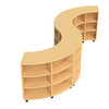 Double-Sided Curved Mobile Bookcase Configurations