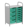 Callero Custom Low Double Starter Unit With Antimicrobial Trays - Gratnells (8 Shallow Trays and 4 Deep Trays)