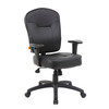 Boss B1563 Black Leather Task Chair w/ Adjustable Arm
