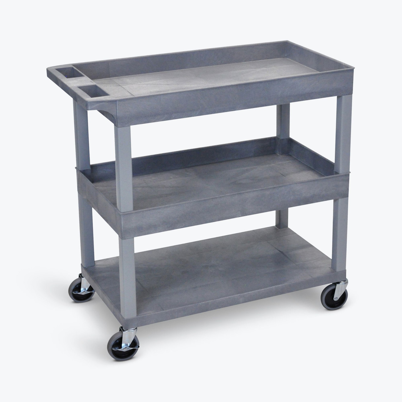 Luxor EC112 Utility Cart with Two Tub and One Flat Shelf Affordable