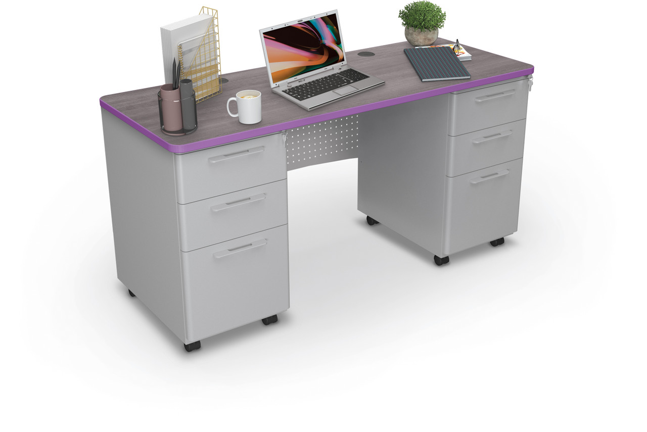 MooreCo 917 Avid Modular Desk System Double Pedestal Desk