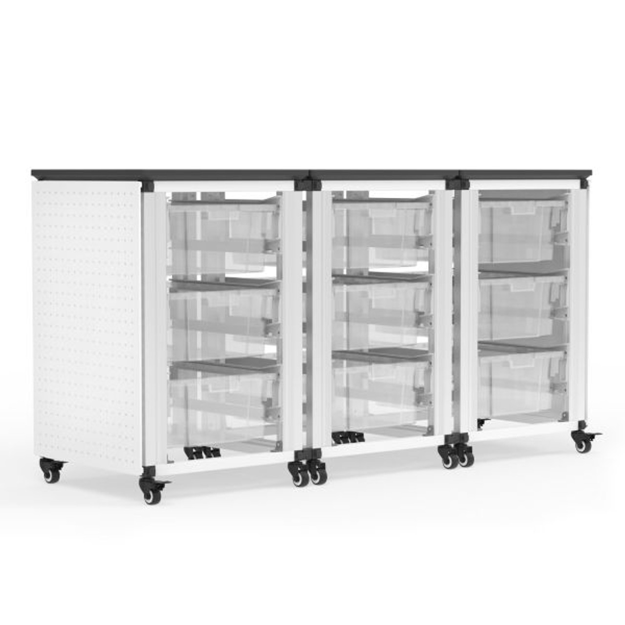 Luxor Modular Classroom Storage Cabinet - 4 Stacked Modules with 12 Large Bins