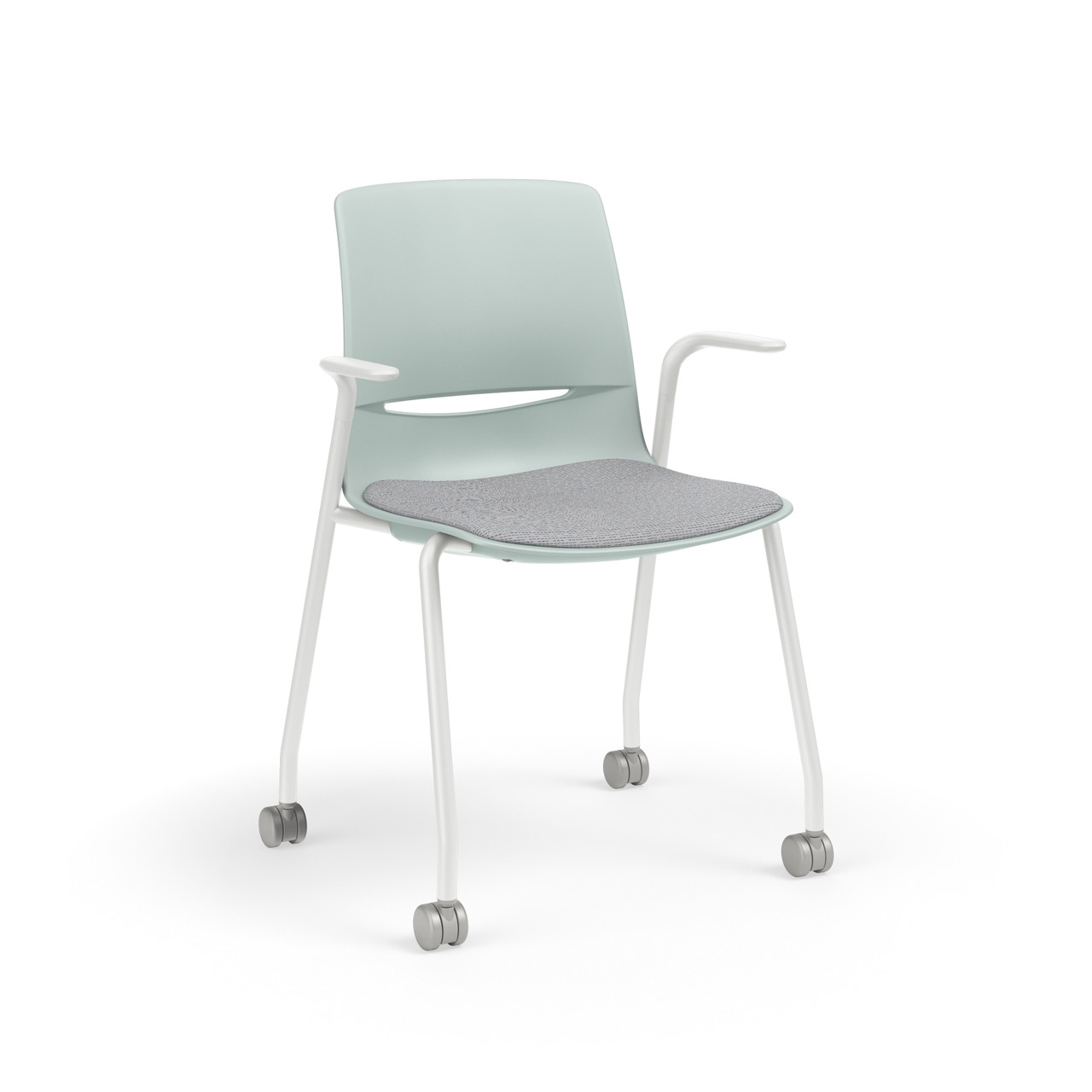 KI LimeLite Upholstered Cantilever Arm Four Leg Stack Chair with