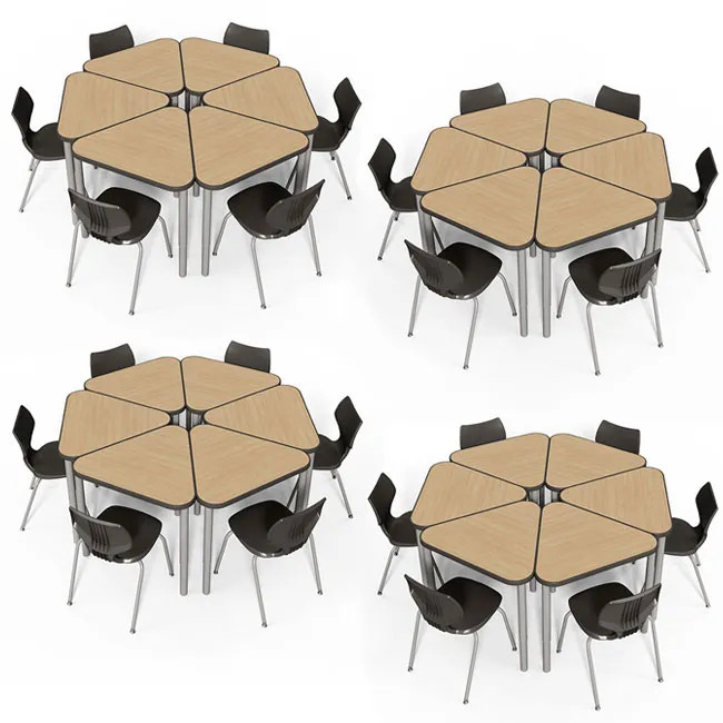 School Desk With Pedals Kidsfit KC-38 Four Person Pedal Desk