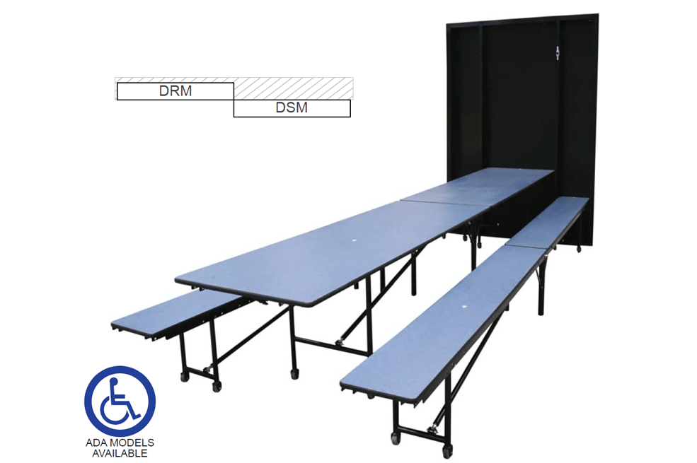 Single Depth Recessed Wall Mounted Table with Benches - Nelson