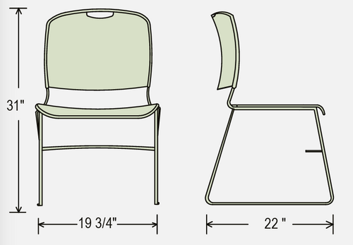 Ultra-Compact Sled Base Plastic Stack Chair - NPS 8500