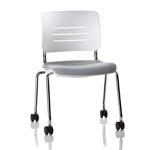 KI Grazie GLNAUC Four Leg Upholstered Armless Chair with Casters KI Grazie GLNAUC Four Leg Upholstered Armless Chair with Casters
