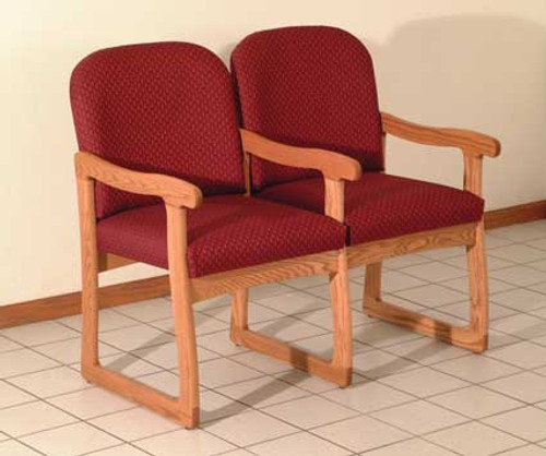 Wooden Mallet DW7-2 Dakota Wave Prairie Two Seat Chair with Center Arm and Sled Base Wooden Mallet DW7-2 Dakota Wave Prairie Two Seat Chair with Center Arm and Sled Base