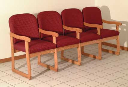 Wooden Mallet DW7-4 Dakota Wave Prairie Four Seat Chair with Center Arms and Sled Base Wooden Mallet DW7-4 Dakota Wave Prairie Four Seat Chair with Center Arms and Sled Base