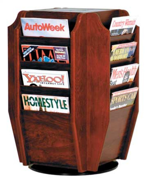 Wooden Mallet MR16-TT Cascade Spinning Countertop Display Magazine Rack 16 Pocket