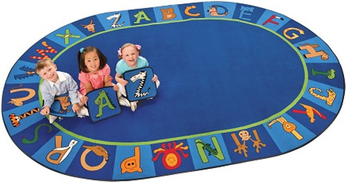 Carpets for Kids 5506 A to Z Animals Oval 6' 9" x 9' 5" 