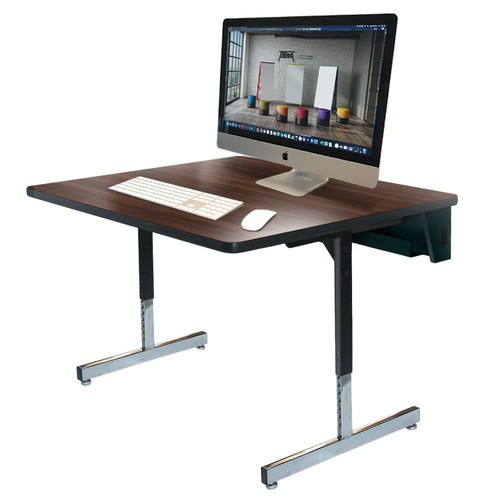 Rectangular High Pressure Laminate T-Leg Pedestal Adjustable Height Table with Wire Management - Allied USA W5 Series