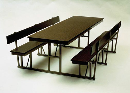 Rectangular Cafeteria Table with Backs - Barricks