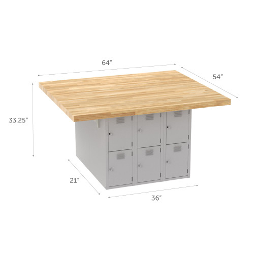Diversified WB12 Forum Industrial Arts Four-Station Workbench with Twelve Vertical Lockers