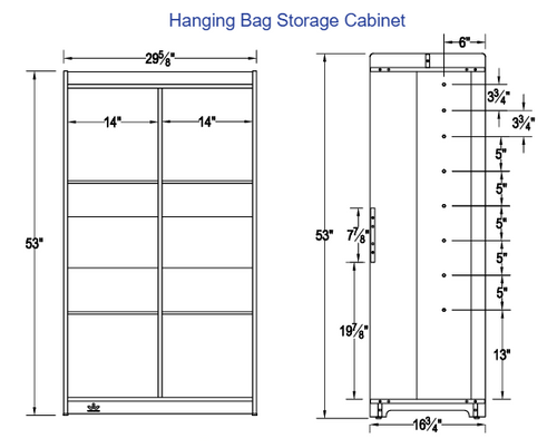 Hanging Bag Storage Cabinet - Whitney Brothers WB0540 Hanging Bag Storage Cabinet - Whitney Brothers WB0540