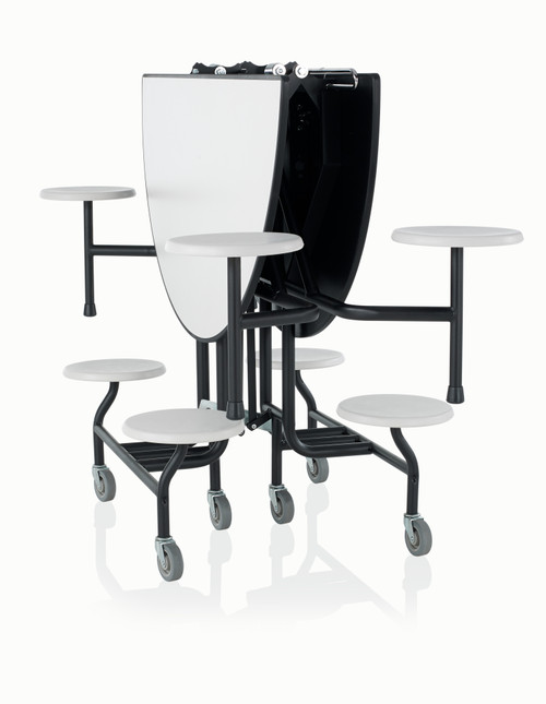 KI ECTRD320506PY CafeWay Wheelchair Accessible Round Table with 6 Stools and 2 Wheelchair Openings  KI ECTRD320506PY CafeWay Wheelchair Accessible Round Table with 6 Stools and 2 Wheelchair Openings