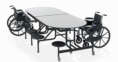 KI ECTEL291010PY CafeWay Racetrack Cafeteria Table with 10 Stools and 2 Wheelchair Entries KI ECTEL291010PY CafeWay Racetrack Cafeteria Table with 10 Stools and 2 Wheelchair Entries