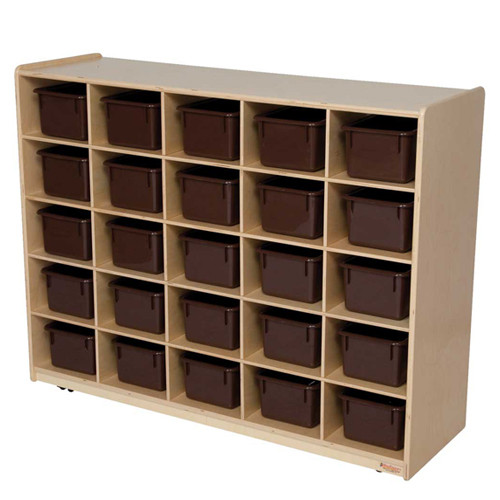 Wood Designs WD16002 25 Tray Storage with Brown Trays