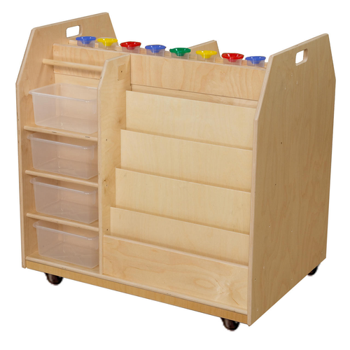 Trolley Art Cart with Translucent Trays - Wood Designs WD990685CT