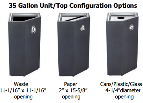 Valuta 35 Gallon Diagonal Waste Receptacle - Magnuson Group VA1818SCL **Top Options** Valuta 35 Gallon Diagonal Waste Receptacle - Magnuson Group VA1818SCL **Top Options**