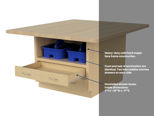 Hann AWS-2D2T Craft and Project Workstation with Tote Caddies
