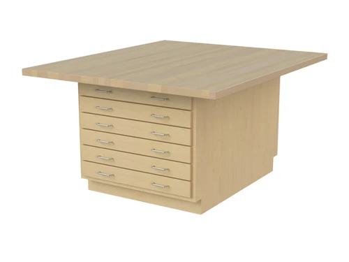 Hann AWS-3332U Butcher Block Art and Printmaking Workstation with Cupboard and Drawers