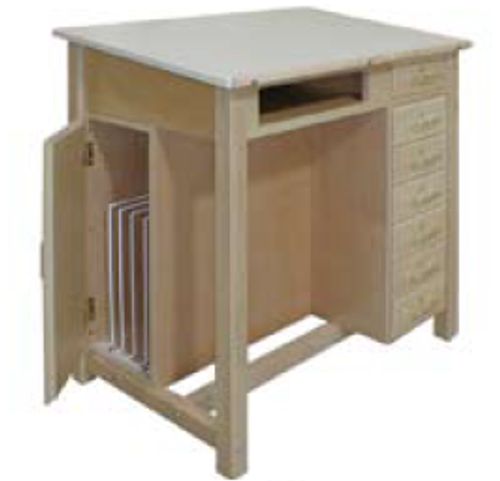 Hann WD-23 Drawing Table with 6 Drawer and Board Storage Cabinets