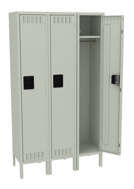 Tennsco STK-121560-3 Unassembled Steel Single Tier 3 Wide Locker with Legs 36 x 15 x 66 