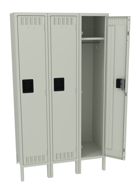 Tennsco STK-121860-3 Unassembled Steel Single Tier 3 Wide Locker with Legs 36 x 18 x 66
