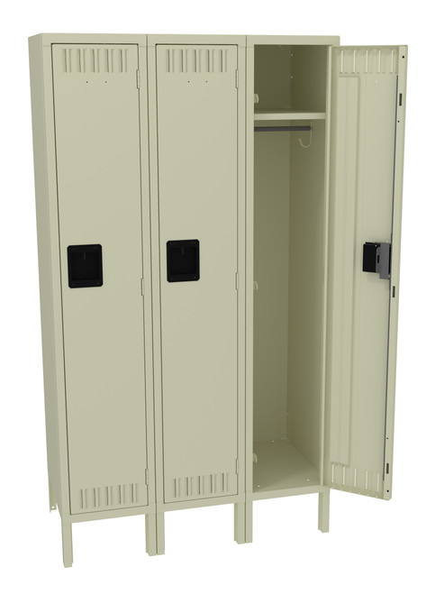 Tennsco STK-121860-3 Unassembled Steel Single Tier 3 Wide Locker with Legs 36 x 18 x 66